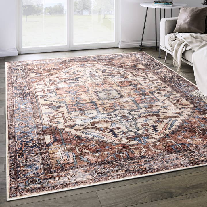 Abani Rugs - Vente Tapis - Tapis Abani Lola en terre cuite beige lavable en machine1