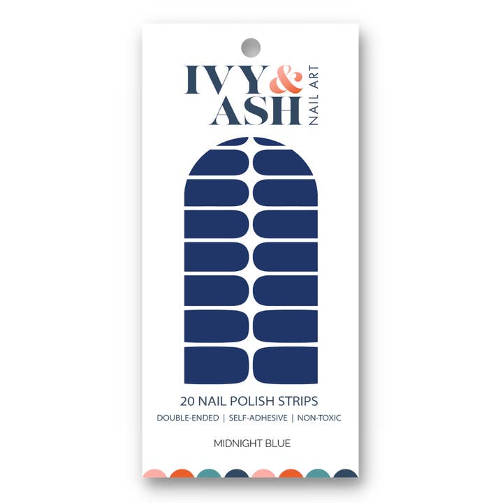 Ivy & Ash - Wholesale Nail Art/Decal - Midnight Blue | Dark Winter Blue Pearl Finish Nail Wraps