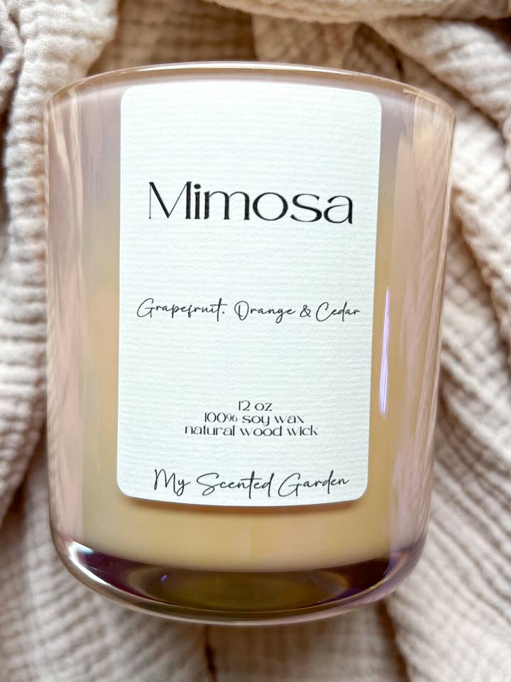 Mimosa Scented 12oz Soy Wax Jar Candle for wholesale by My Scented Garden