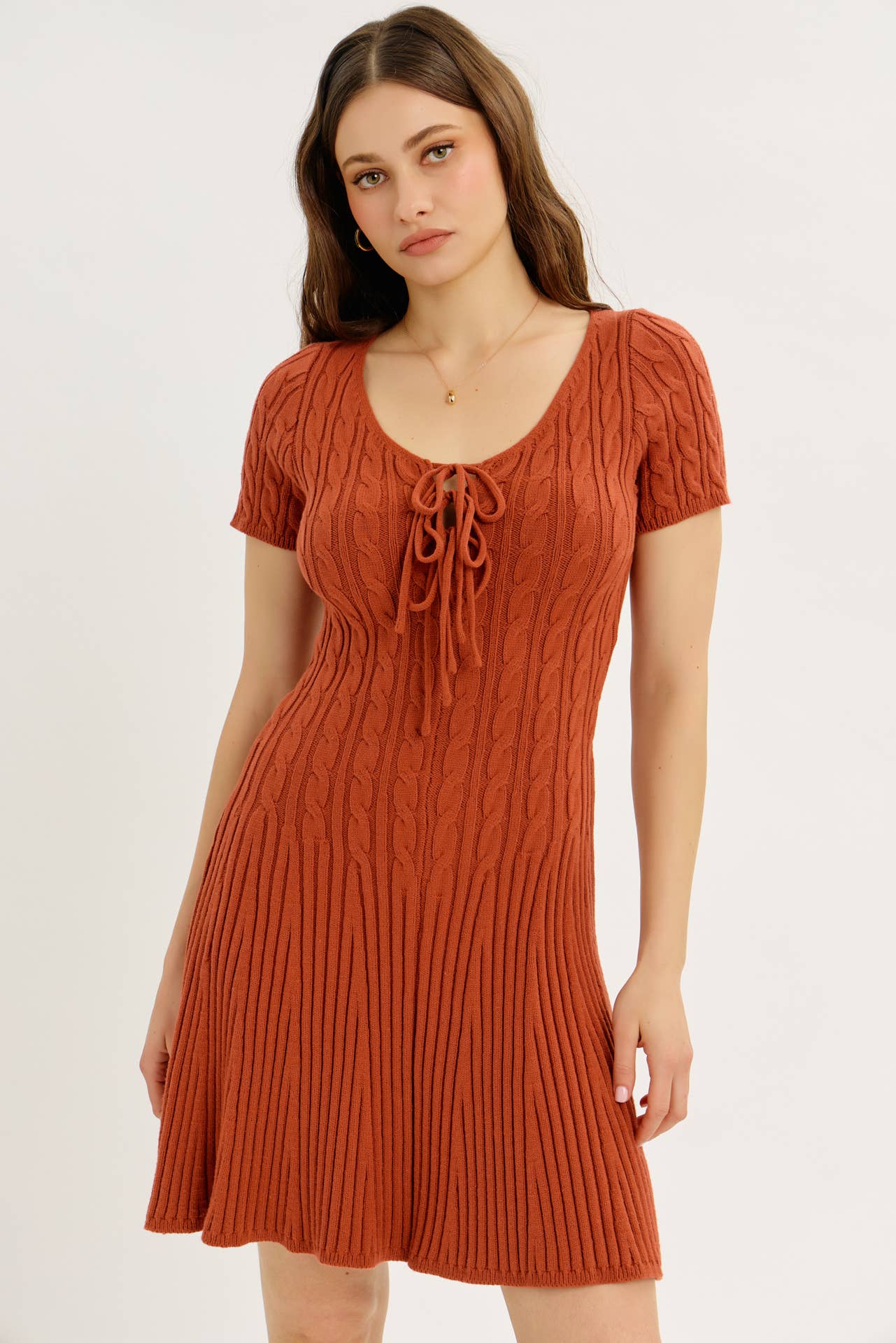 idem ditto - Wholesale Dress - Women's - BODY HUGGING FLIRTY CABLE KNIT SWEATER MINI DRESS1