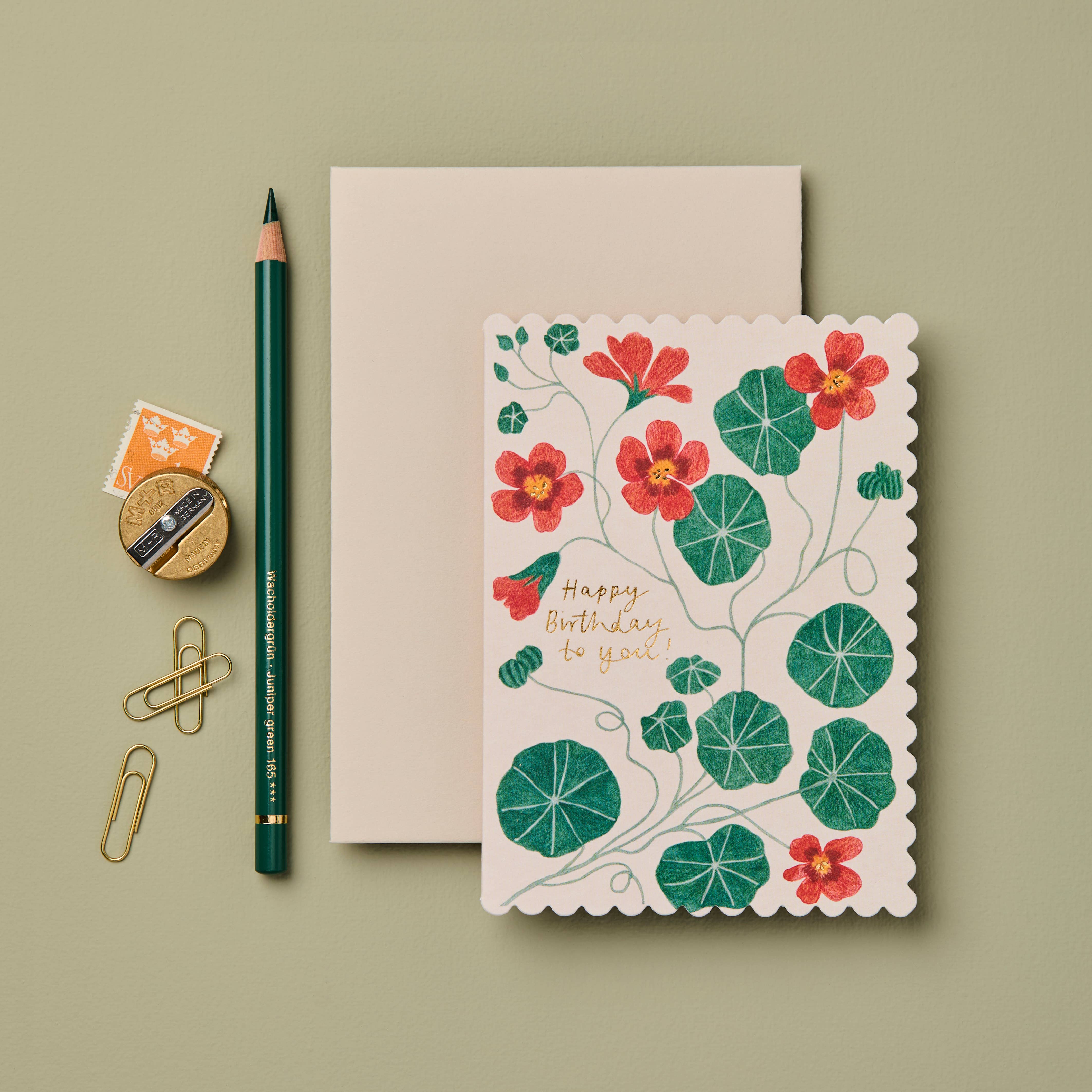 Wanderlust Paper Co - Wholesale Birthday Card - Nasturtium 'Happy Birthday to You!' Card1