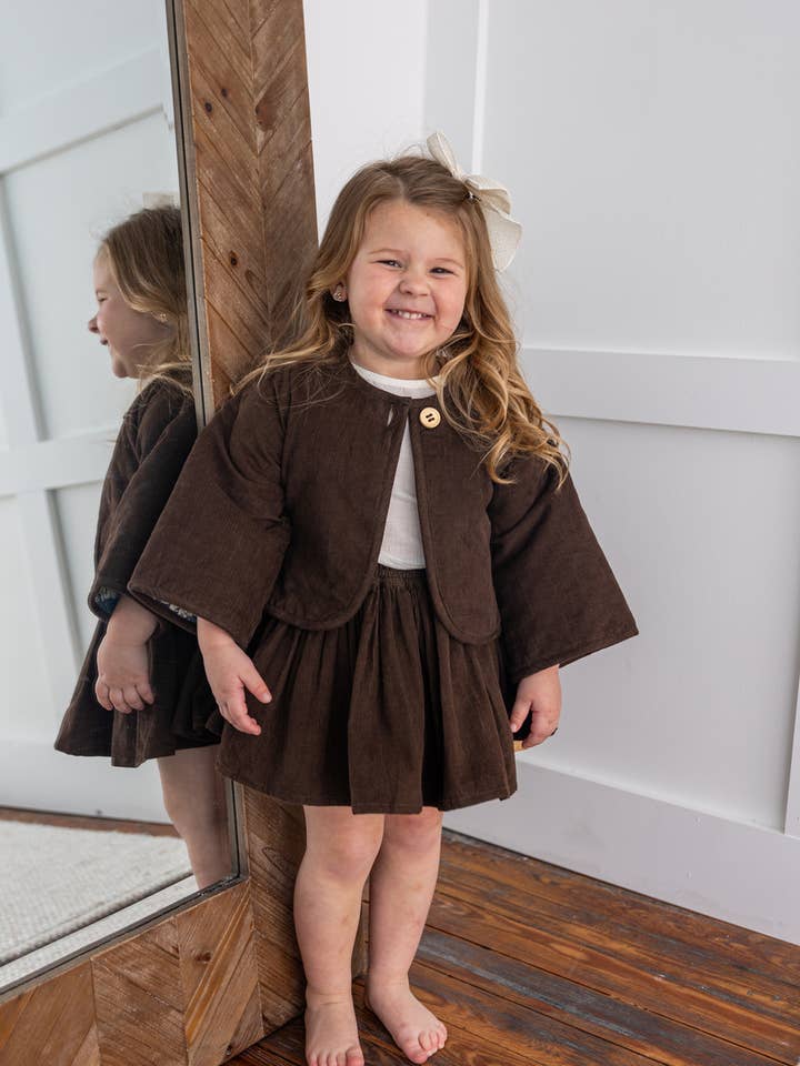 Reversible Solid Brown Corduroy & Grey Floral Print Quilted : Toddler : Tween : Kids for wholesale by Yo Baby