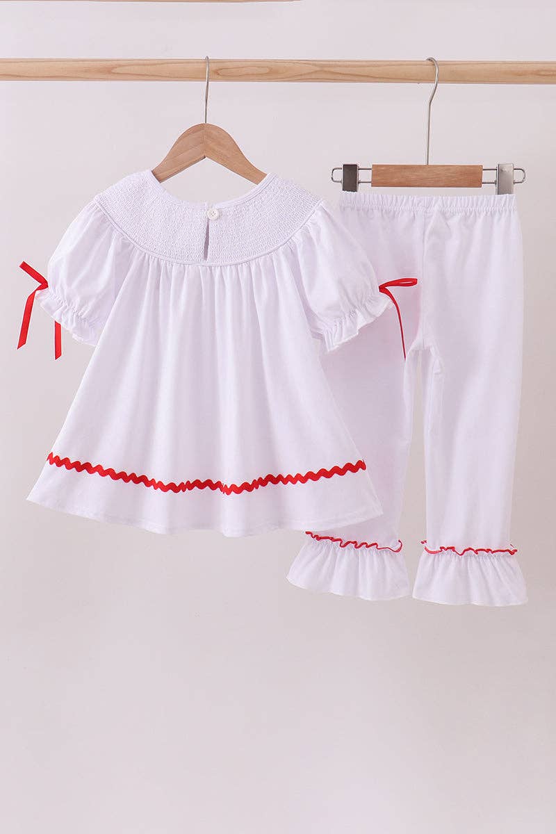 Mom & Co. - Wholesale Top & Pant Set - Kids - White santa claus smocked ruffle pants set5