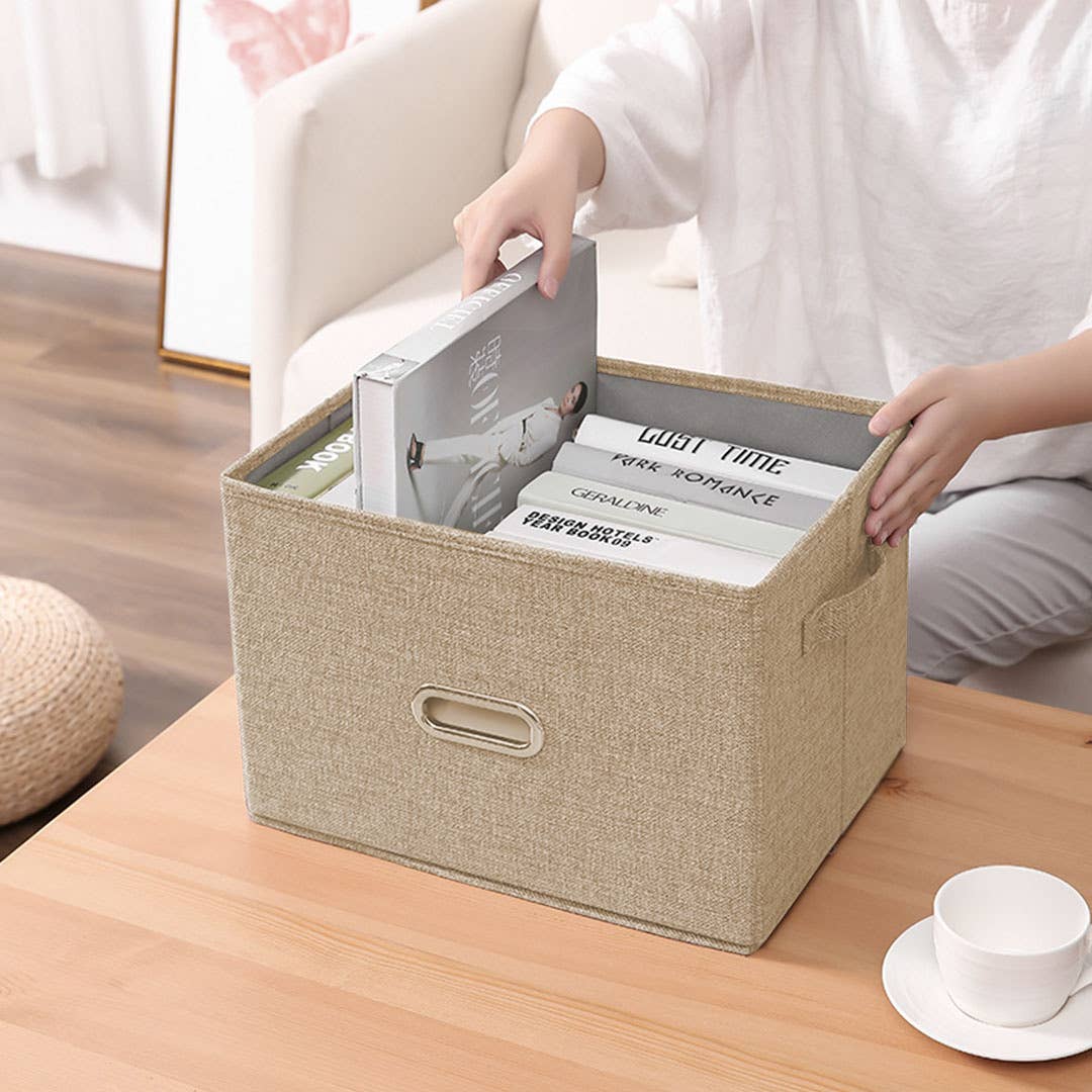 SOGA International Pty Ltd - Wholesale Storage Bin - SOGA Beige S Foldable Canvas Storage Box2