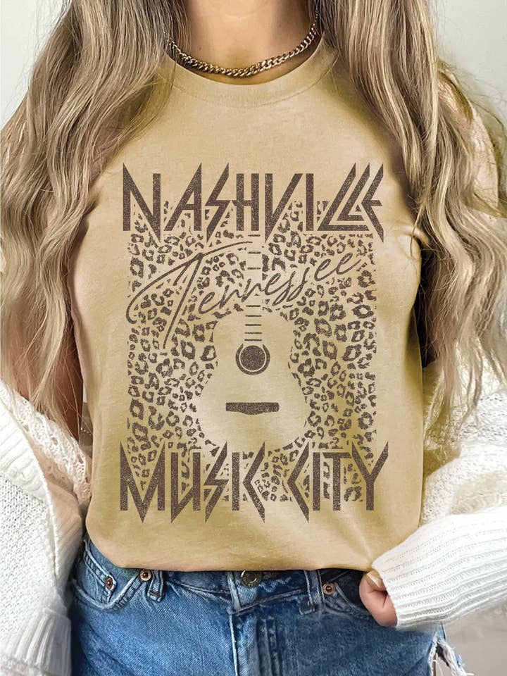 NASHVILLE LEOPARD MUSIC CITY GRAPHIC TSHIRTS for wholesale by Rustee Clothing