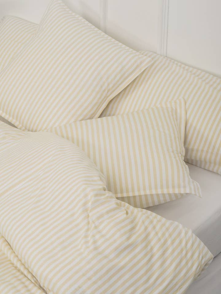 Jersey cotton duvet cover - Lined ecru bedding for wholesale by SISOMDOS