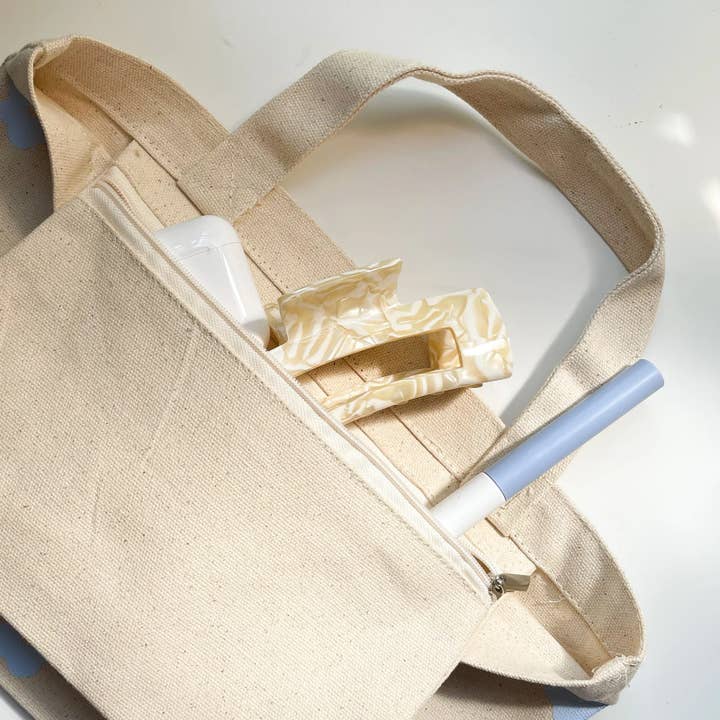 Dous - Wholesale Tote Bag - Women's - flower cotton canvas mini tote bag zippered pocket11