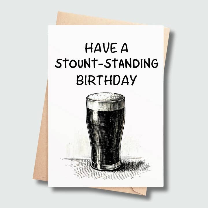 Roligt irländskt födelsedagskort – Stout ordvits – Irländskt tillverkat för wholesale av SP Gifts