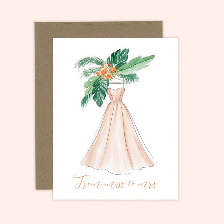 Almeida Illustrations – wholesale Wedding card – Miss to Mrs. - Bridal Shower, Newly Engaged Greeting Card