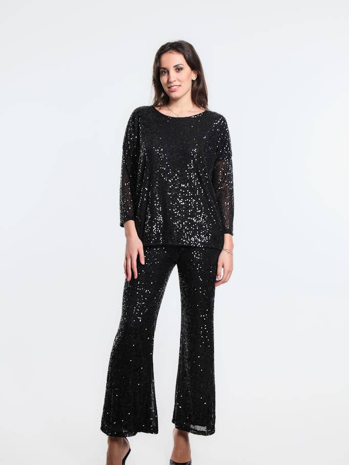 Jada Sequin Pant (PL507) for wholesale by TINA Stephens Italy/Tees By Tina