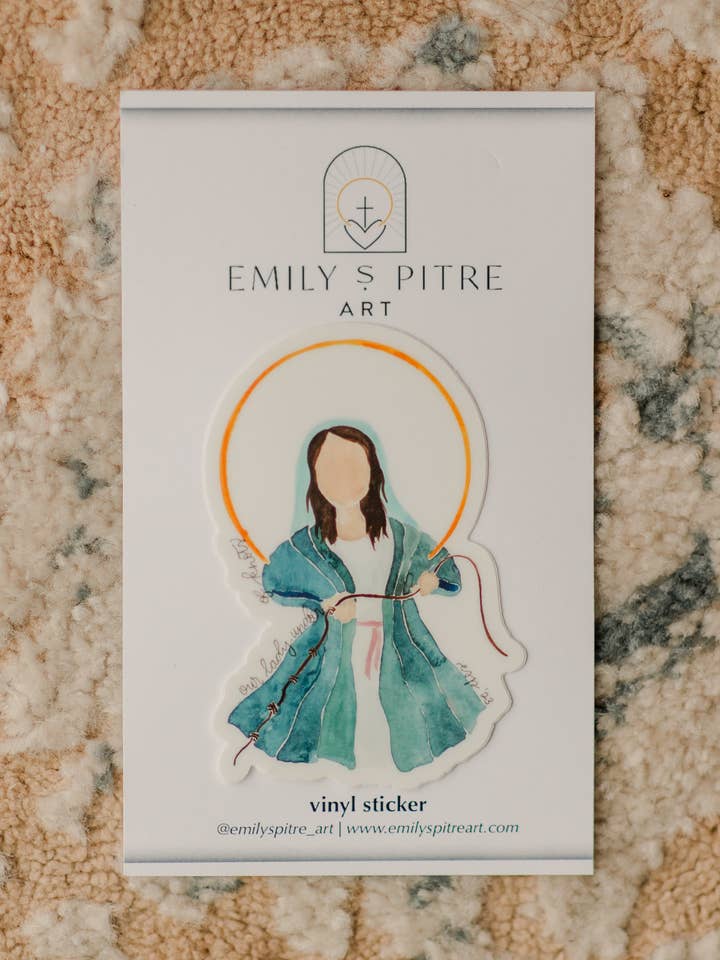 Our Lady Undoer of Knots Sticker for wholesale by Emily S Pitre Art