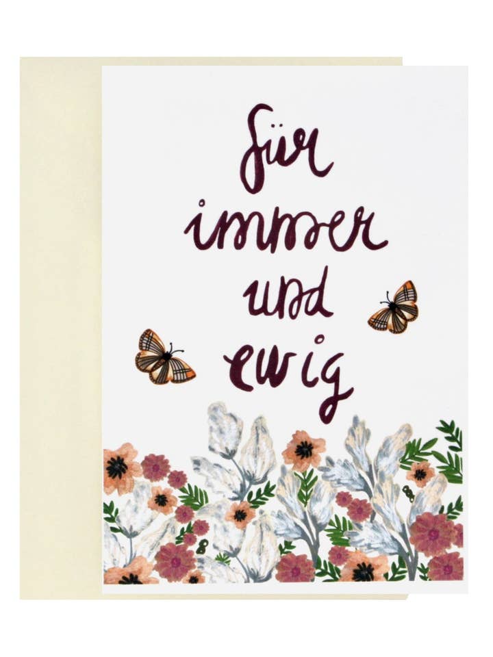 Blomster Sommerfugl | Bryllupskort for engroshandel hos Colourina Design