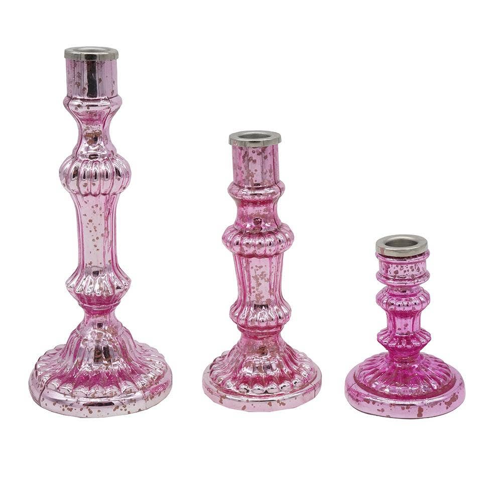 A&B Home Group Inc. - Wholesale Candle Holder - S/3 Luminary Treasures Candle Holders - Pink1
