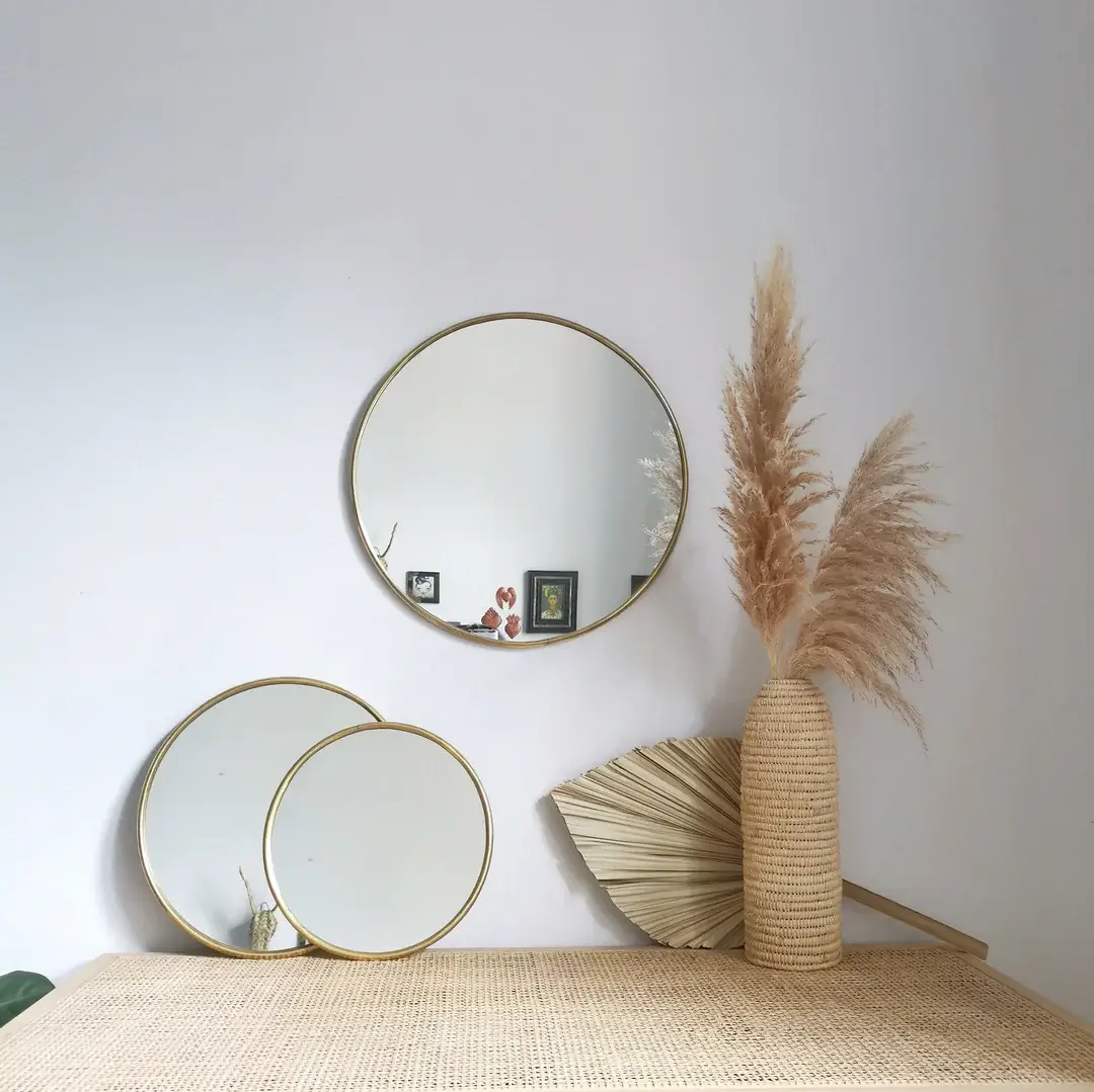 High crafty - Wholesale Wall Mirror - Handmade Moroccan Round Mirror with Golden Brass Frame1