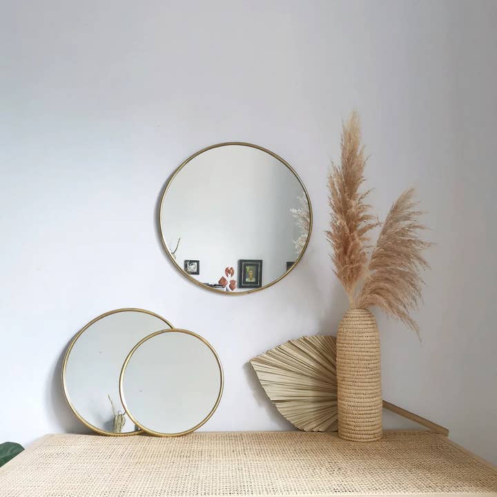 High crafty - Wholesale Wall Mirror - Handmade Moroccan Round Mirror with Golden Brass Frame1