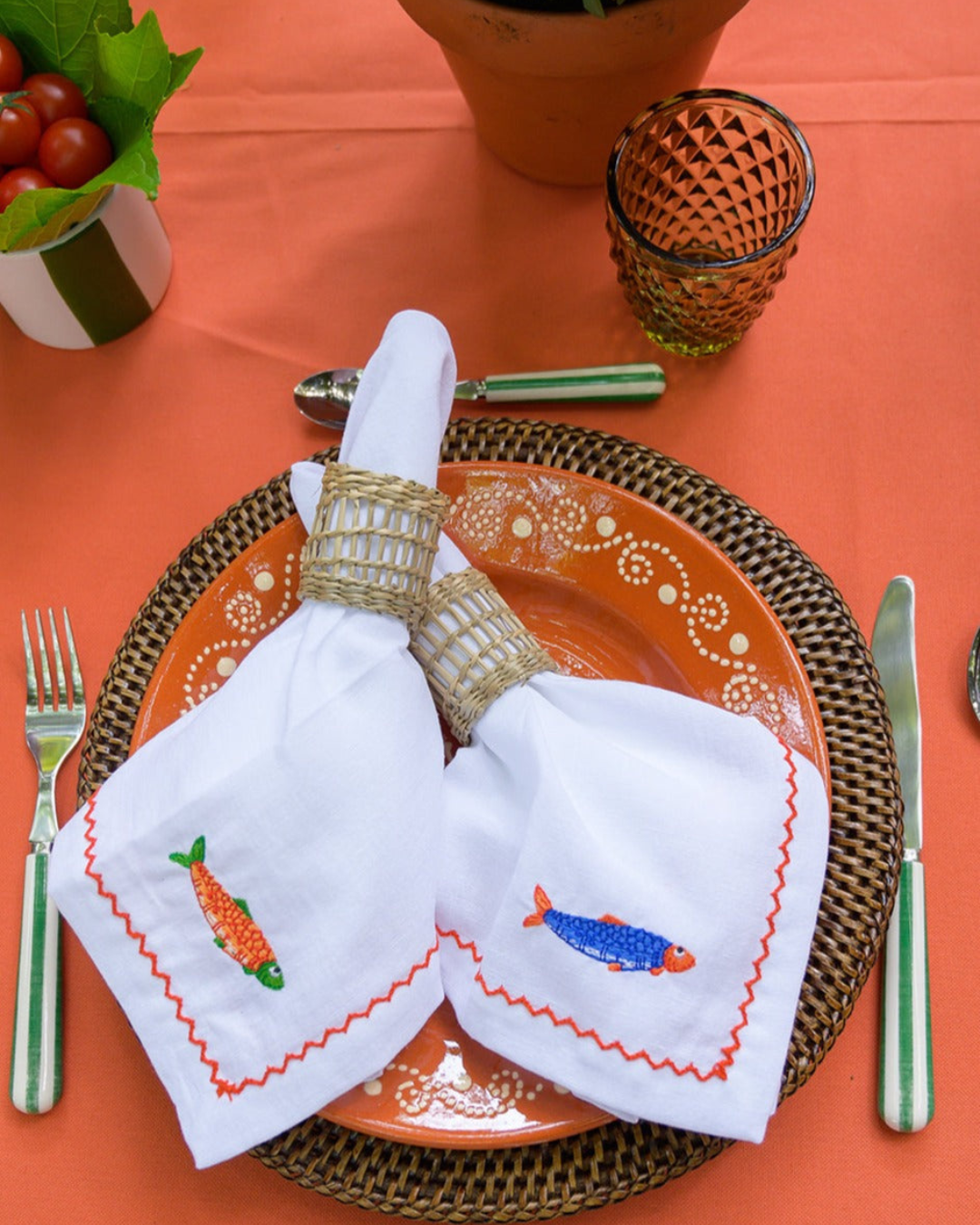 Mariaida Home - Wholesale Dinner & Cloth Napkin - Sardinha Santos Populares Napkin (Pack of 2)0