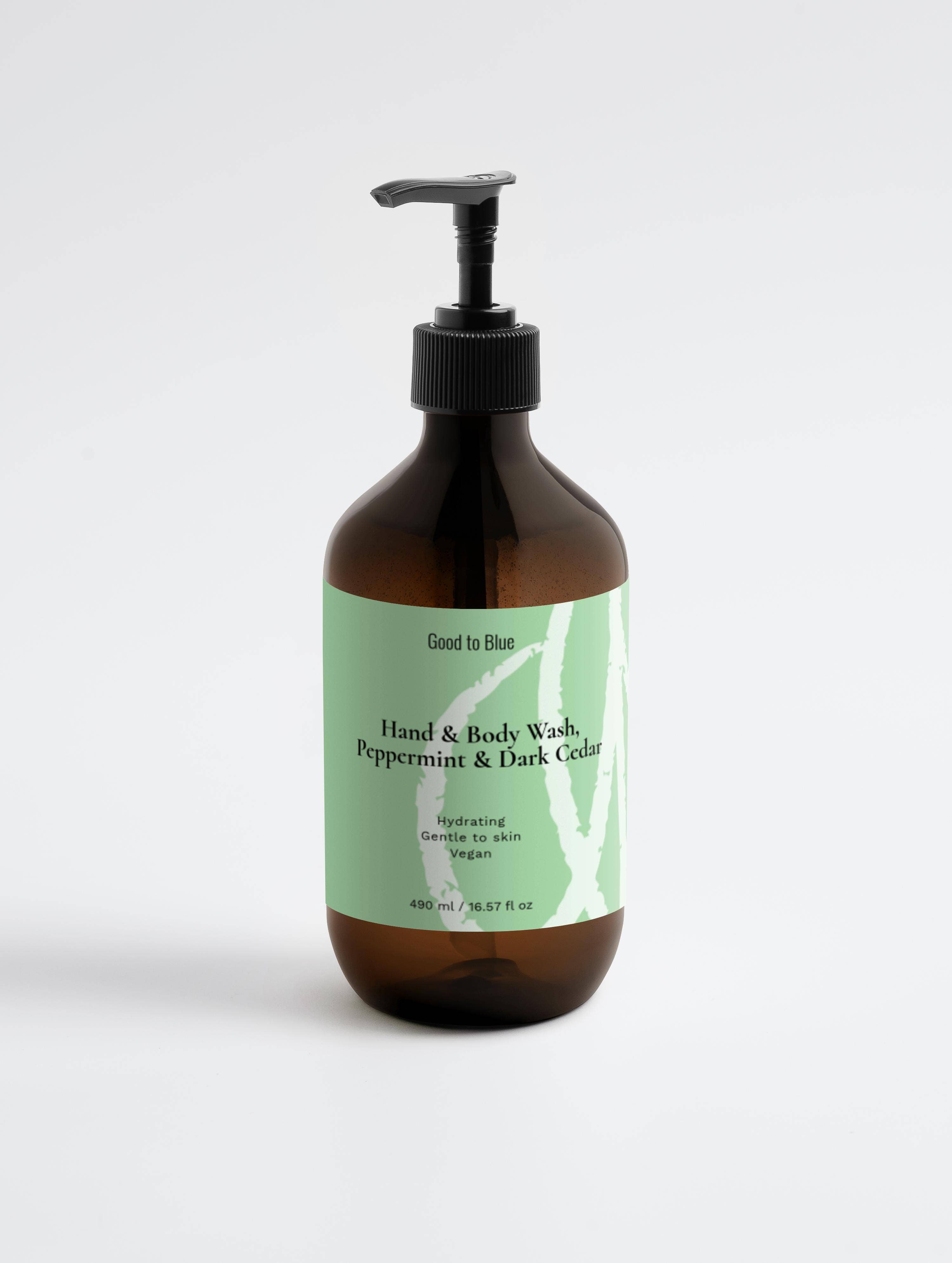 Good to Blue - Wholesale Hand Soap/Wash - Hand & Body Wash, Peppermint & Dark Cedar, 490 ml