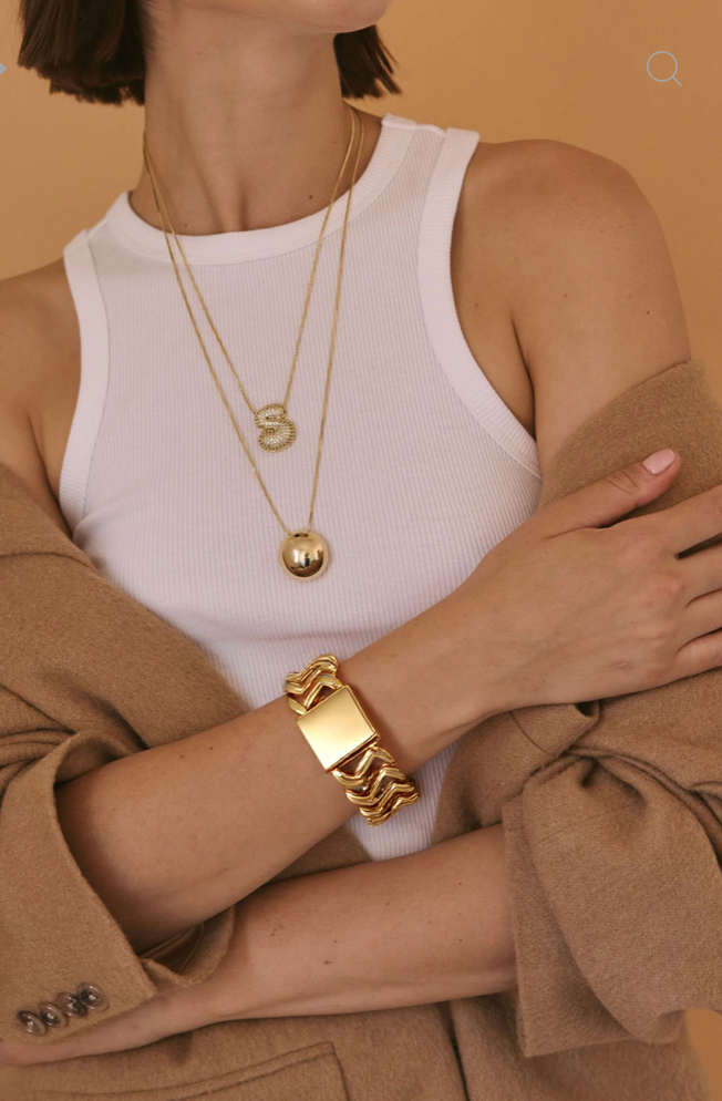 HoopLa - Wholesale Cuff Bracelet - Chunky Chain Cuff Bracelet- Steel 14K 7