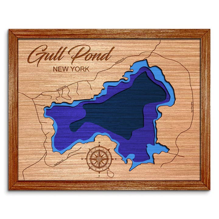 Gull Pond Depth Map, Piercefield NY - Home & Wall Decor for wholesale by Premier Gifts and More