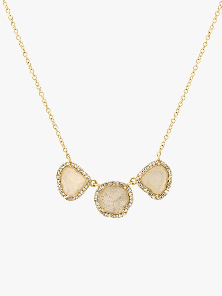 KJC Diamond Triple Slice Necklace in Yellow Gold for wholesale by KJC Collection