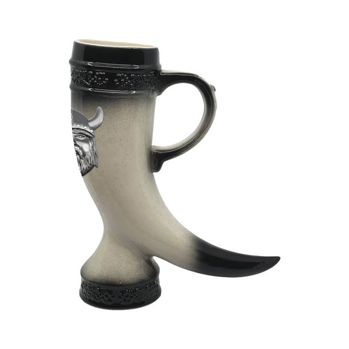 European Heritage Gifts - Wholesale Beer Glass/Mug - Horn Beer Stein with Viking Metal Medallion | .6 Liter1