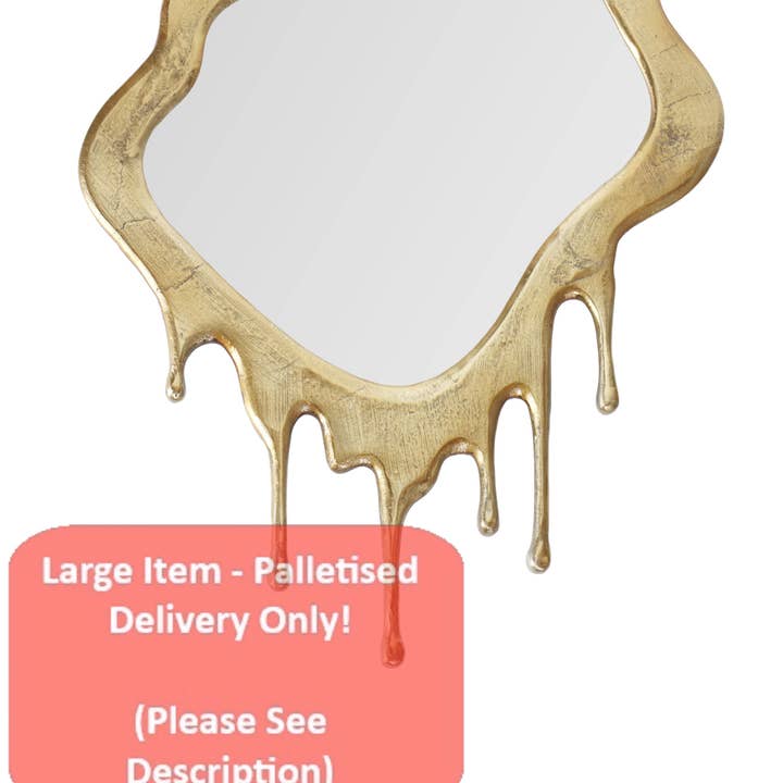 Large Gold "Dali" Drip Aluminium Wall Mirror for wholesale by McGowan & Rutherford Ltd