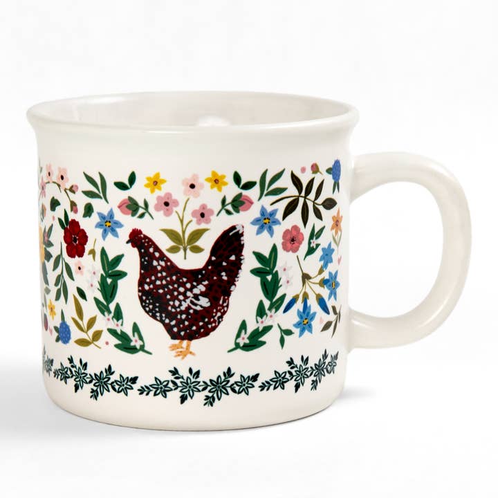 Paper Farm Press - Wholesale Coffee Mug - Chickens Folk Floral Mug2