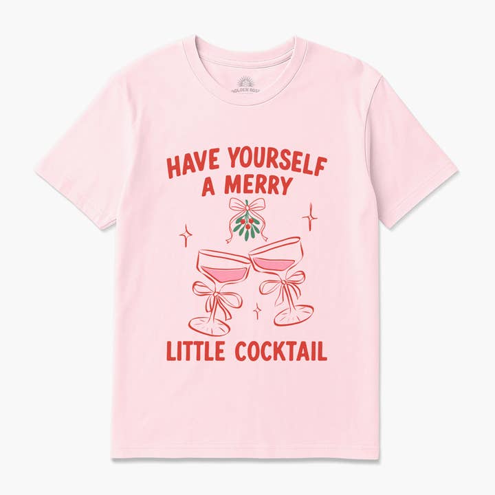 Have Yourself A Merry Little Cocktail Tee Holiday Party for wholesale by Golden Rose