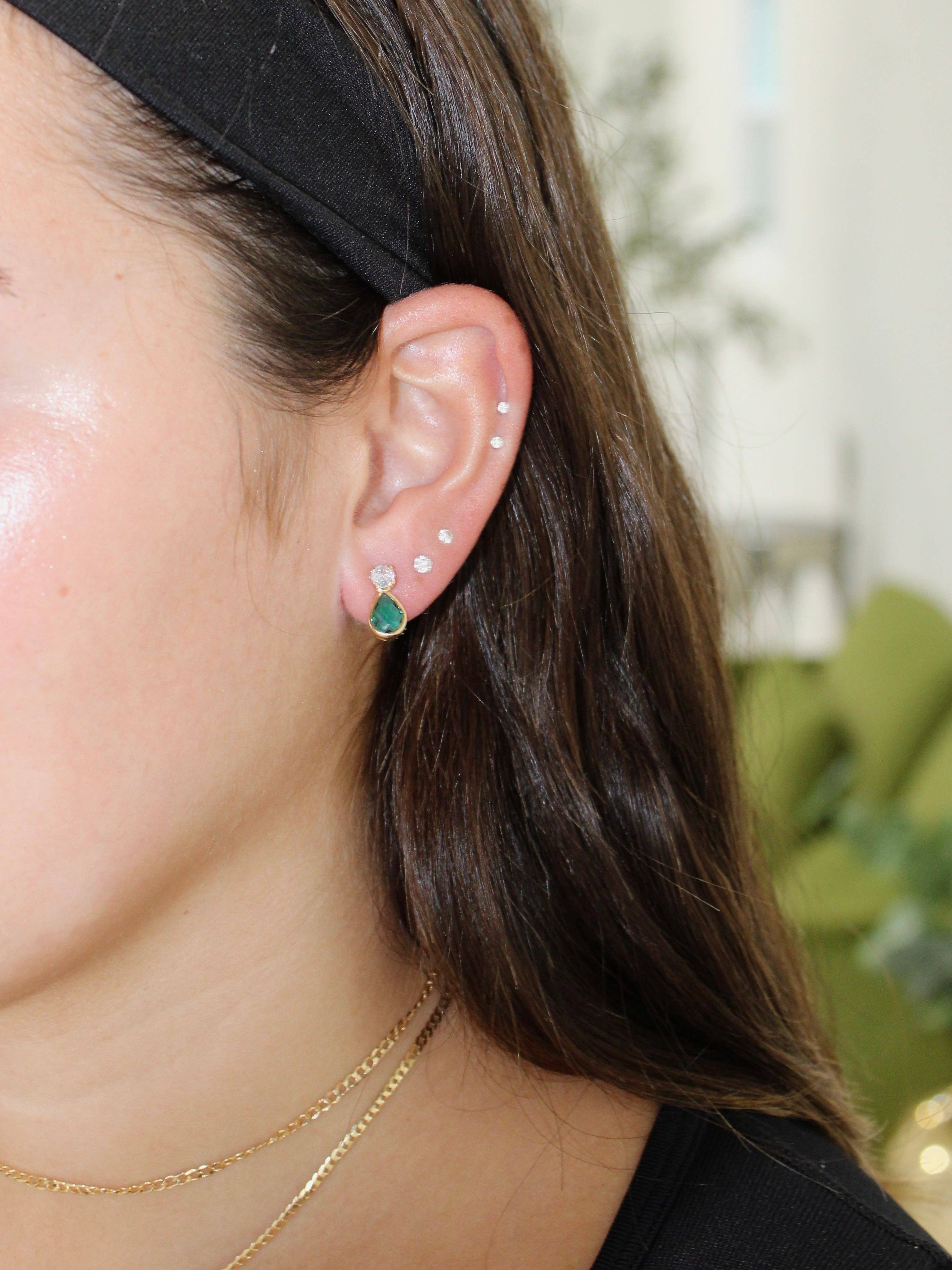 Kasa Karly - Wholesale Stud/Post Earrings - MINTED EMERALD STUDS2