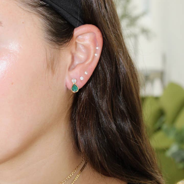 Kasa Karly - Wholesale Stud/Post Earrings - MINTED EMERALD STUDS2