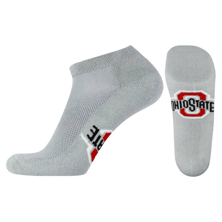 Ohio State Buckeyes Gray No-Show Footies for wholesale by Donegal Bay
