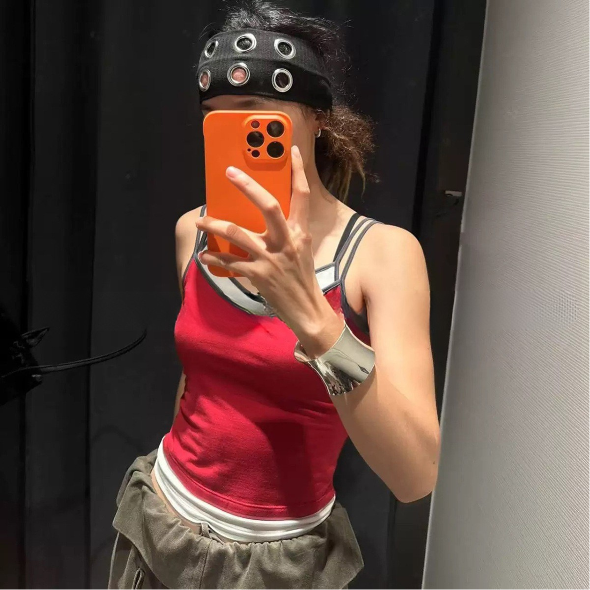 LadyJuneAccessories - Wholesale Fashion Headband - Women's - Ribbed Wide Headband with Metal Grommet Holes Multiple Color6