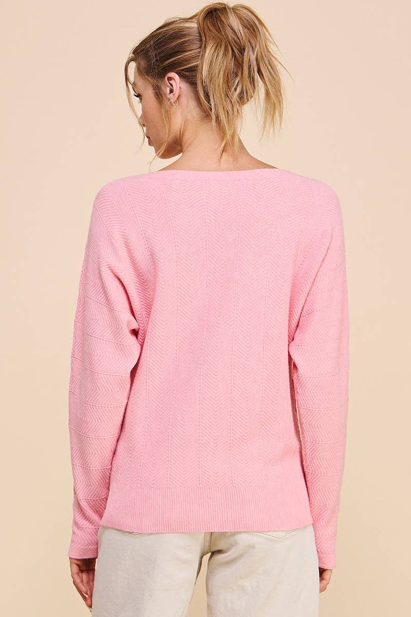 Allie Rose – wholesale Pullovertröja - Dam – Mjukt Chevronmönster Fine Gauge Dolman6