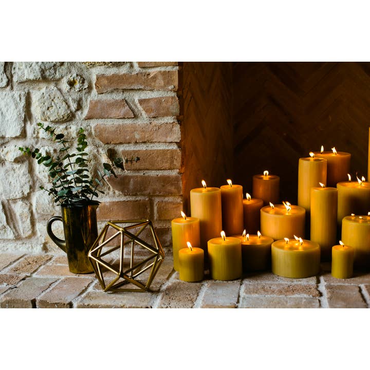 The Beeswax Co. - Wholesale Pillar Candle - 3 Wick - 6 Inch Beeswax Pillars6