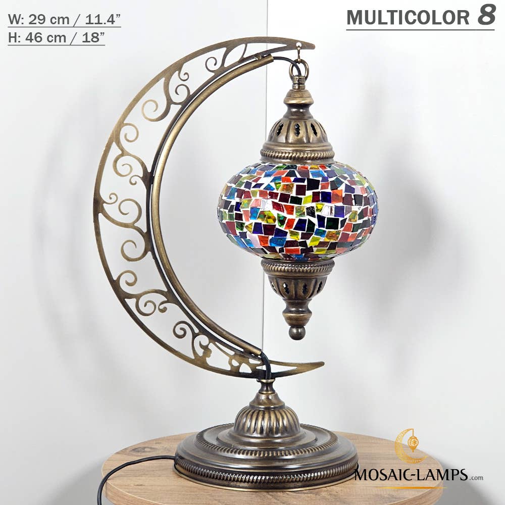 Mosaic Lamps - Wholesale Accent/Desk Lamp - 10+ Colors - Moroccan Moon Table Lamp, Arc, Murano Crescent40