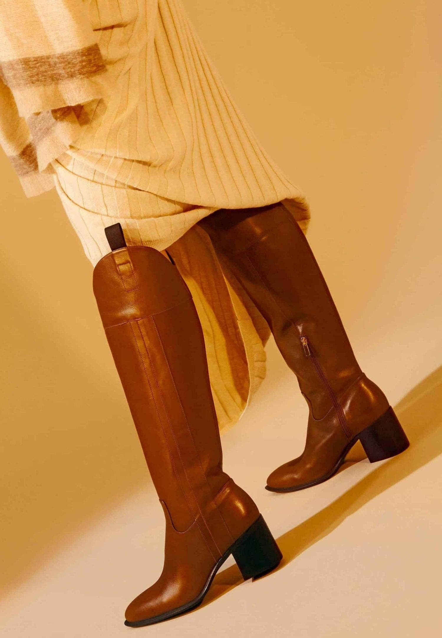 Mangará Atelier - Wholesale Boots - Women's - Brown Calf Leather Knee-High Boots – Women’s Block Heel Riding Boots9