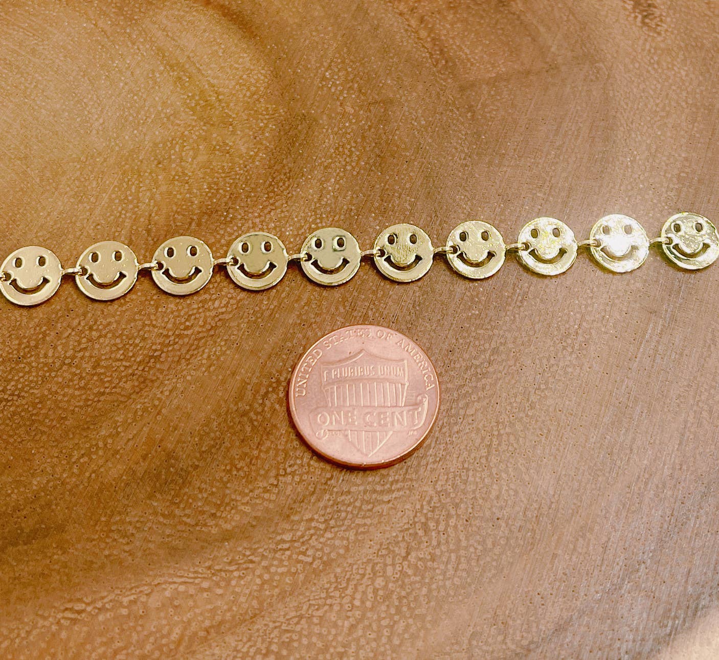 Beads Creation - Wholesale Craft Supplies - Gold Filled Happy Face Smiley Chain, Smiley Face Chain CH1962