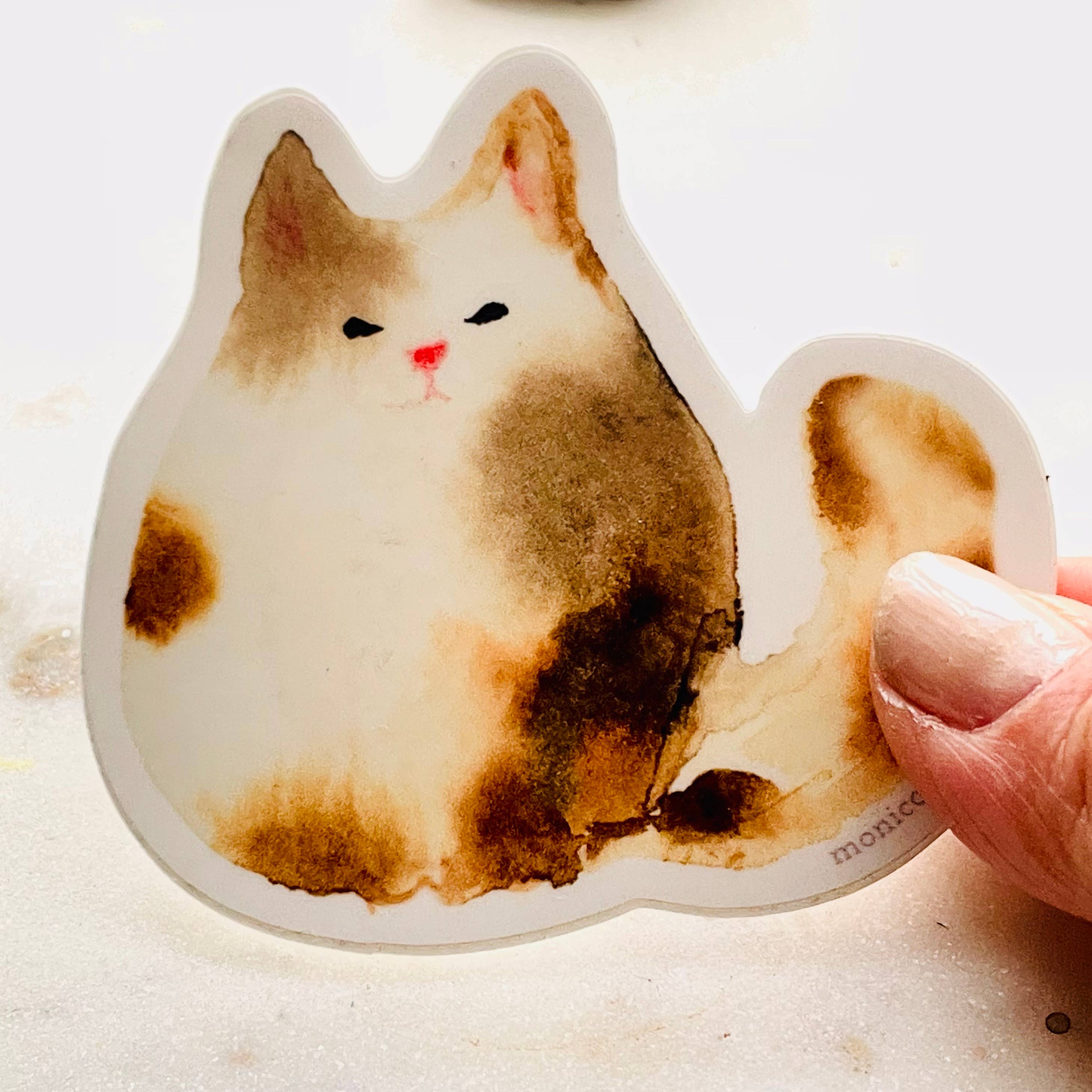MKD Monica Kane Design - Wholesale Sticker - Watercolo Orange Spot Cat