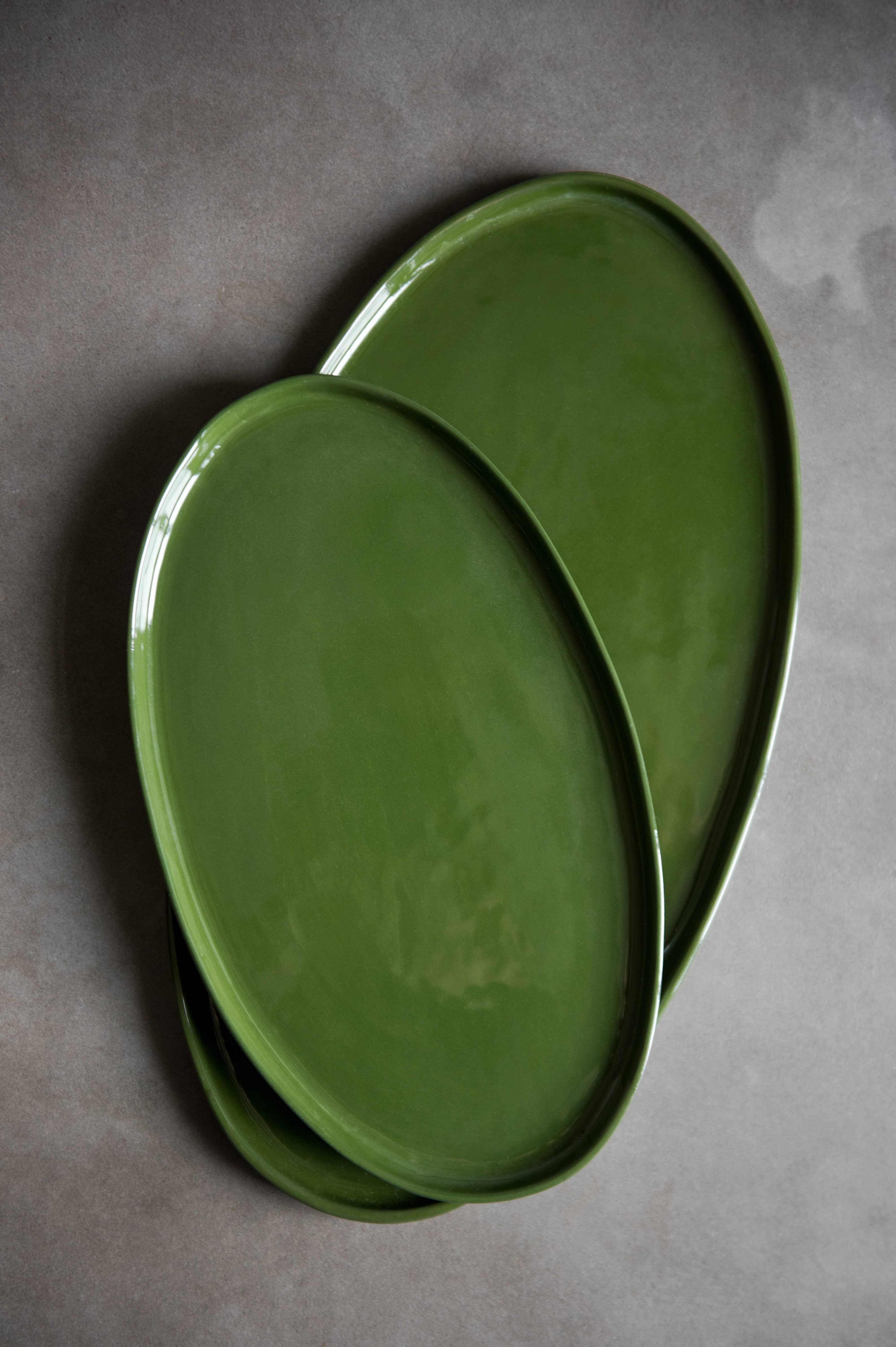 Creating Comfort Lab - Wholesale Platter - Handmade Oval Porcelain Serving Platter. Green3