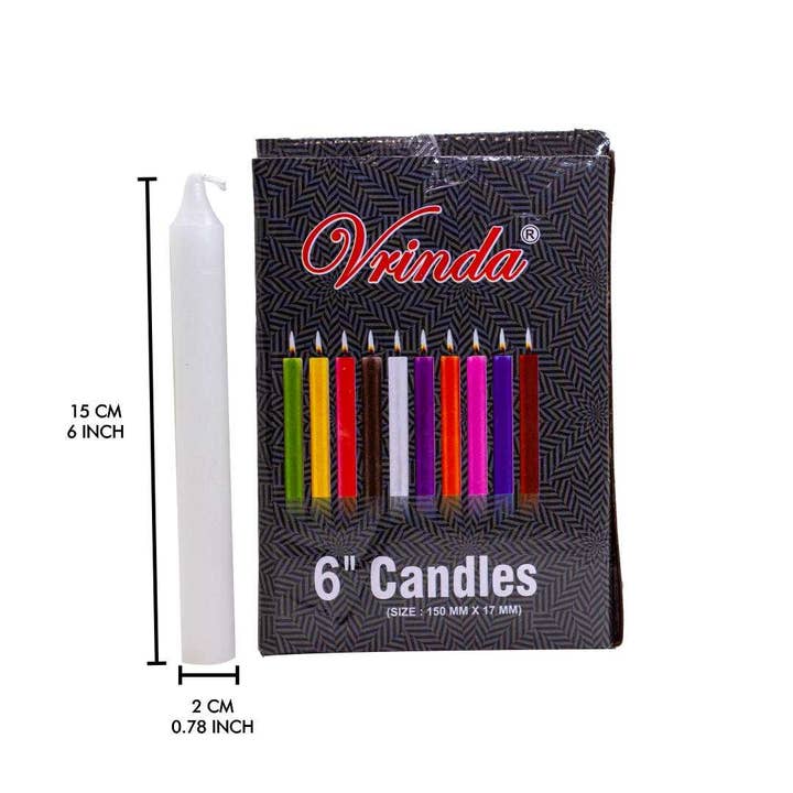 Vrinda - Wholesale Tapered Candle/Candlestick - 6" Taper White Candles (36 in a pack)2