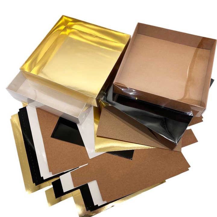 Clear Lid Gift Boxes 4x4x1.5" - Pack of 50 Kraft for wholesale by GNPacking