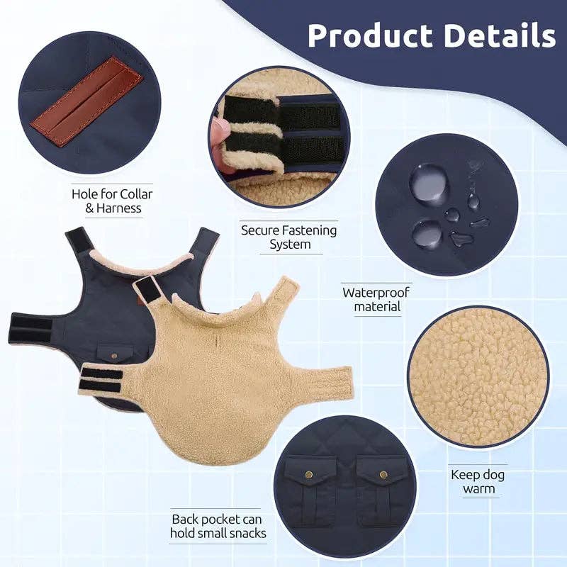 The Dapper Dog Club - Wholesale Pet Coat - Dog - Luxury Recycled Polyester Waterproof Dog Coat - Navy2