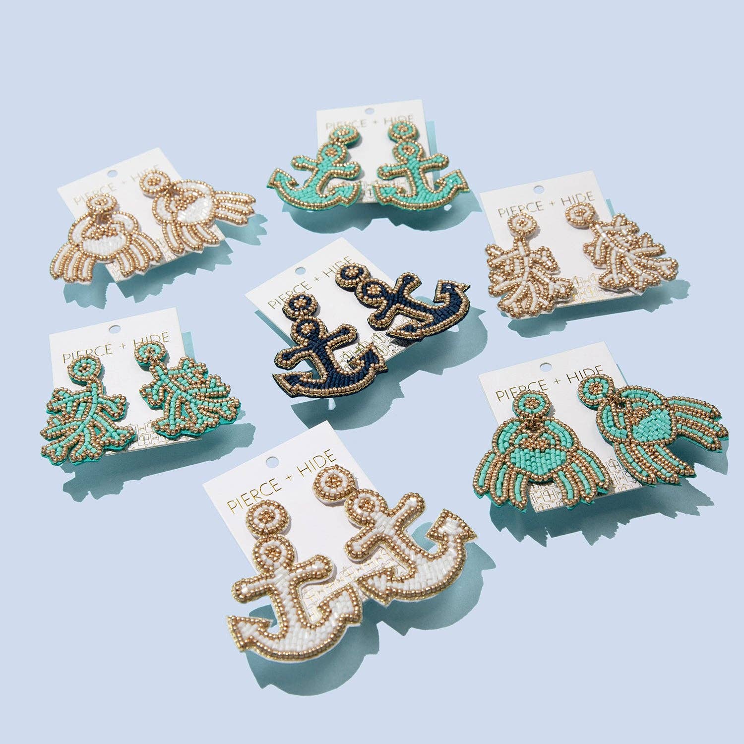 Pierce + Hide - Wholesale Dangle Earrings - Custom Beaded White Crab Earring | Nautical Earrings3