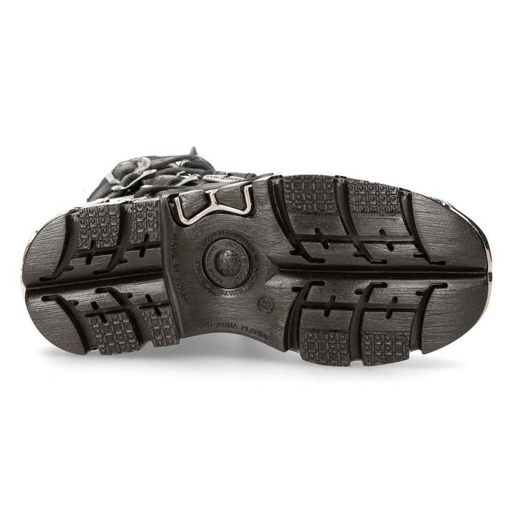 Nero Stivali da motociclista in pelle nera/rossa con teschio e fiamme New Rock - M-591-S5 in vendita all'ingrosso su Faire