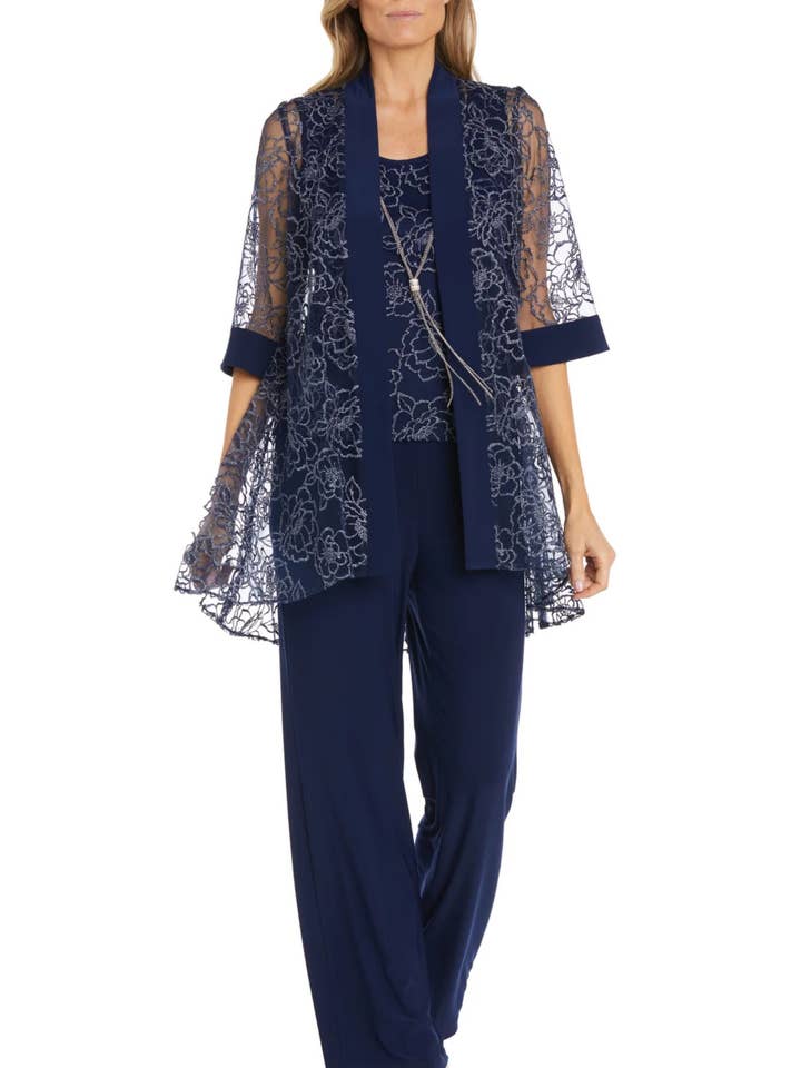 RM Richards 3-Piece Floral Embroidered Mesh Suit for wholesale by New Yorker's Apparel