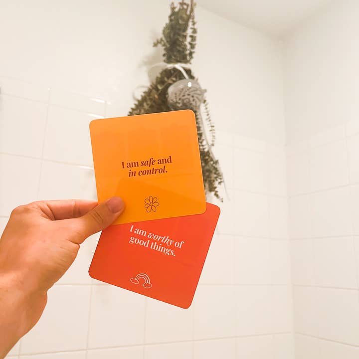 Karten zur Affirmation von Angstzuständen für die Dusche, wasserfest für den Großhandel von Self-Care Shower