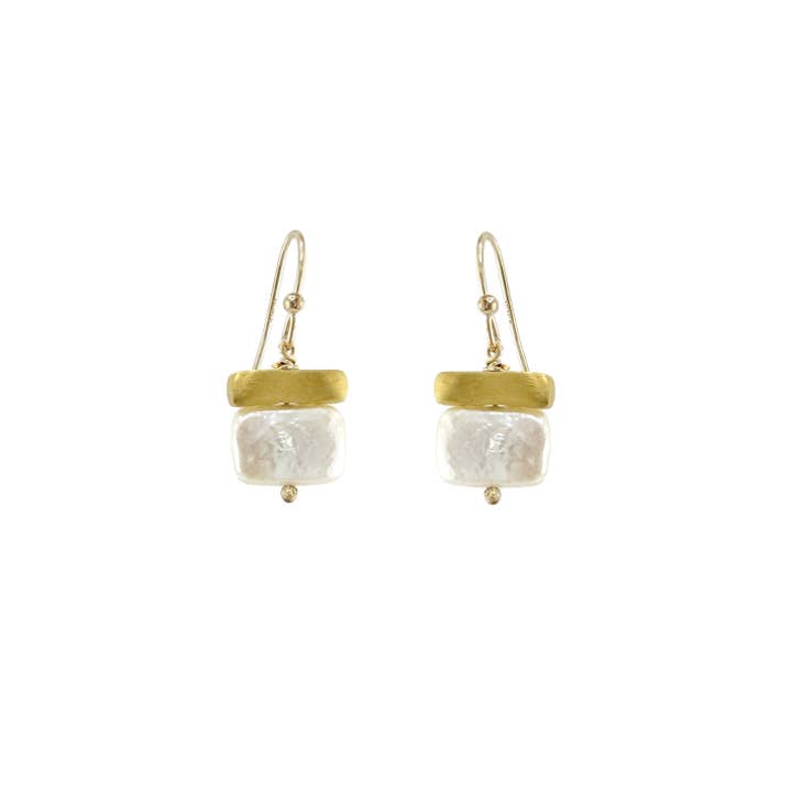 pearl rectangle w. bar earrings for wholesale by Philippa Roberts