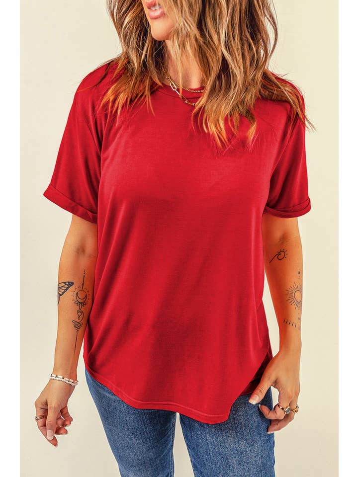 PRETTY BASH - Wholesale T-Shirt - Women's - Solid Short Sleeve Crew Neck Tee23