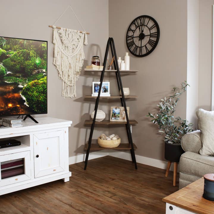 Sunnydaze Decor - Wholesale Bookcase - 4-Tier Industrial-Style Ladder Bookshelf - Brown4