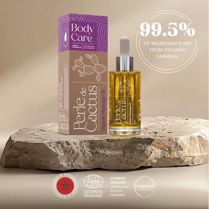 Perle de Cactus Organic Massage Oil - Lavender & Geranium for wholesale by MENA Distribution